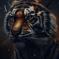 Siberian tiger portrait. Digital painting of a wild cat., Image photo