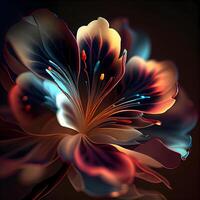 Beautiful multicolor flower on black background. Computer generated graphics., Image photo