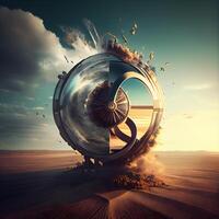 3D Illustration of a Planet in the desert. Conceptual image., Image photo
