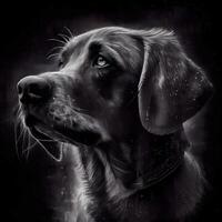 Digital painting of a Labrador Retriever in black and white., Image photo