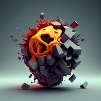 Abstract 3d rendering of chaotic shape. Futuristic background with geometric shapes., Image photo