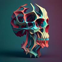 Skull. 3d illustration. Futuristic design element., Image photo