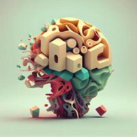 3d illustration of big idea in the form of a brain., Image photo