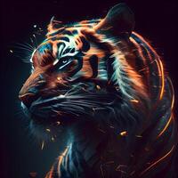 Siberian tiger. Portrait of a tiger with firework effect., Image photo