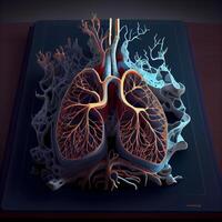 livianos anatomía. realista 3d ilustración de humano pulmones., ai generativo imagen foto