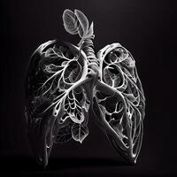 humano pulmones. 3d médico ilustración. anatomía de el humano cuerpo., ai generativo imagen foto