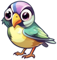 grappig en schattig vogel transparantie sticker, gouldian vink. ai generatief. png