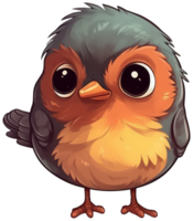 Funny and cute bird transparency sticker, European Robin. . png