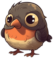 Funny and cute bird transparency sticker, European Robin. . png