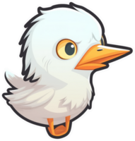 grappig en schattig vogel transparantie sticker, vee zilverreiger. ai generatief. png