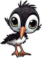 grappig en schattig vogel transparantie sticker, zwarthals stelt. ai generatief. png