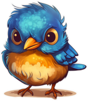 marrant et mignonne oiseau transparence autocollant, est oiseau bleu. ai génératif. png