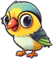 grappig en schattig vogel transparantie sticker, gouldian vink. ai generatief. png