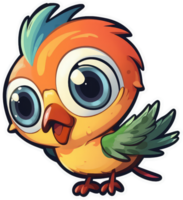 grappig en schattig vogel transparantie sticker, groter paradijsvogel. ai generatief. png