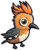 Funny and cute bird transparency sticker, Hoopoe. . png