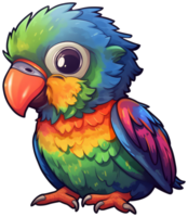Funny and cute bird transparency sticker, Rainbow Lorikeet. AI Generative. png