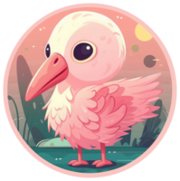 Funny and cute bird transparency sticker, Roseate Spoonbill. . png