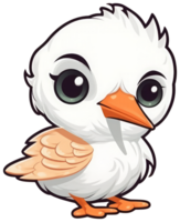 grappig en schattig vogel transparantie sticker, witstaart keerkringvogel. ai generatief. png