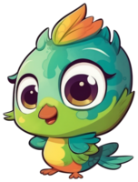 grappig en schattig vogel transparantie sticker, schitterend quetzal. ai generatief. png