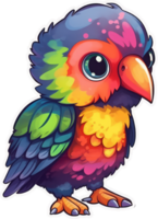 Funny and cute bird transparency sticker, Rainbow Lorikeet. . png