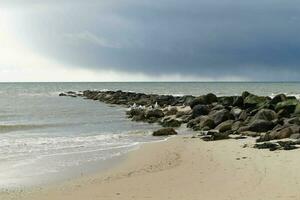 the endless beach at the northern sea Hvidbjerg Stranden Blavand Denmark photo