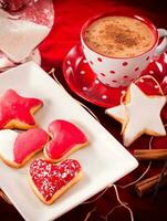 Heart biscuites and coffee photo