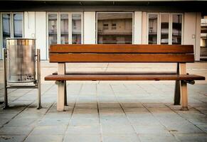 Empty bench at city photo