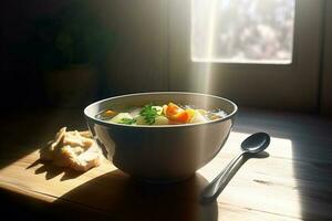 A Bowl Soup with Vegetable AI Generate photo