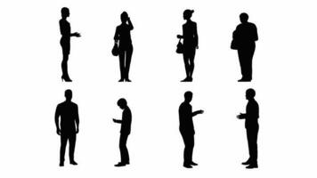 3d renderizado,silueta grupo de humano de pie, aislado hombres y mujer gráficos en blanco antecedentes. video