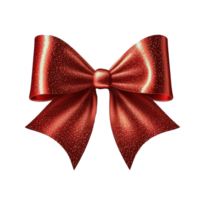 Shimmering and eye-catching, a glittering red bow ribbon floats gracefully against a crystal-clear background. png