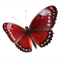een opvallend en levendig rood vlinder met delicaat Vleugels is gevangen genomen tegen een transparant achtergrond, presentatie van haar adembenemend schoonheid in allemaal haar glorie.generatief ai png