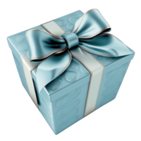 A stunning blue gift box adorned with a gorgeous bow, placed against a transparent background, ready to be filled with surprises and delights. png