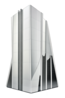 A stunning glass skyscraper stands tall and proud against a clear, transparent background, reflecting the world around it in shimmering glory. png