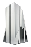 A stunning glass skyscraper stands tall and proud against a clear, transparent background, reflecting the world around it in shimmering glory. png