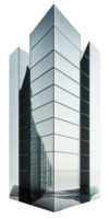A stunning glass skyscraper stands tall and proud on a transparent background, showcasing its intricate architectural design and reflecting the surrounding environment with elegance. png