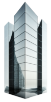 A stunning glass skyscraper stands tall and proud on a transparent background, showcasing its intricate architectural design and reflecting the surrounding environment with elegance. png