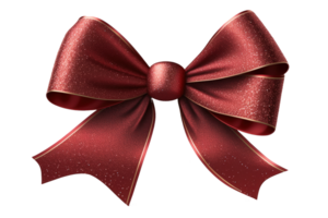 This image showcases a shimmering red bow ribbon that stands out against a transparent background, sure to add a touch of glamour and festivity to any project or design. png