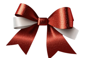 A stunning, glittering red bow ribbon shines against a clear, see-through backdrop. png