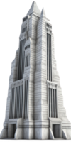 ein atemberaubend Stein Wolkenkratzer erscheint zu Stand allein im in der Luft gegen ein transparent Hintergrund, Prahlerei es ist Größe und Eleganz.Generativ ai png