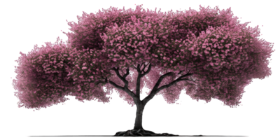 A stunning cherry tree stands tall and proud, surrounded by a clear, transparent background that adds depth to its already captivating beauty. png