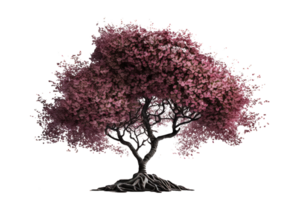 The stunning cherry tree stands tall and proud against a clear, transparent background, allowing its beauty to shine through. png