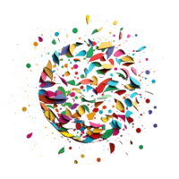 The image depicts a festive scene with multicolored confetti scattered on a transparent background. The colors of the confetti are vibrant and playful, presenting a joyous. png