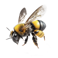 This image features a breathtakingly lifelike bee in mid-flight, set against a transparent background. png