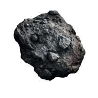 The image depicts a highly detailed asteroid suspended in mid-air against a transparent background, allowing its intricate features to shine through. png