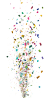 A vibrant burst of multicolored confetti spreads across a transparent background, adding a festive and celebratory touch to any design. png