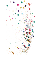 A festive explosion of colorful confetti appears to be suspended in mid-air against a transparent backdrop. png
