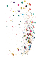 A festive explosion of colorful confetti appears to be suspended in mid-air against a transparent backdrop. png