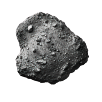 A highly detailed asteroid levitates in space against a transparent background, showcasing its rugged and textured surface. png