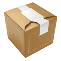A lifelike gift box made of kraft paper, set against a transparent background, allowing for versatility in use. png