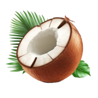 The image depicts realistic coconuts suspended on a transparent background, showcasing their natural shape, texture, and color. png